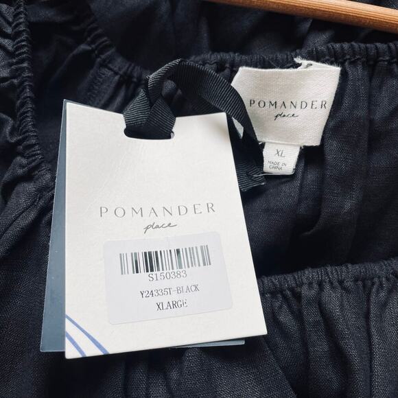 Pomander Place Ares Dress Linen Puff Short Sleeve Mini Black Size XL NEW - Picture 8 of 10